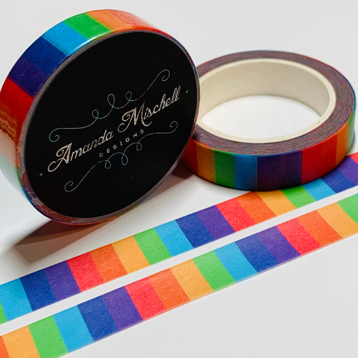 COLORBLOCK RAINBOW THIN Amanda Mischell Washi Tape ~ 1 Roll ~ 10mm x 10m (33 Feet)