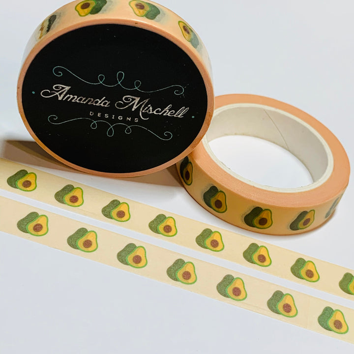 HALVED AVOCADOS THIN Amanda Mischell Washi Tape ~ 1 Roll ~ 10mm x 10m (33 Feet)