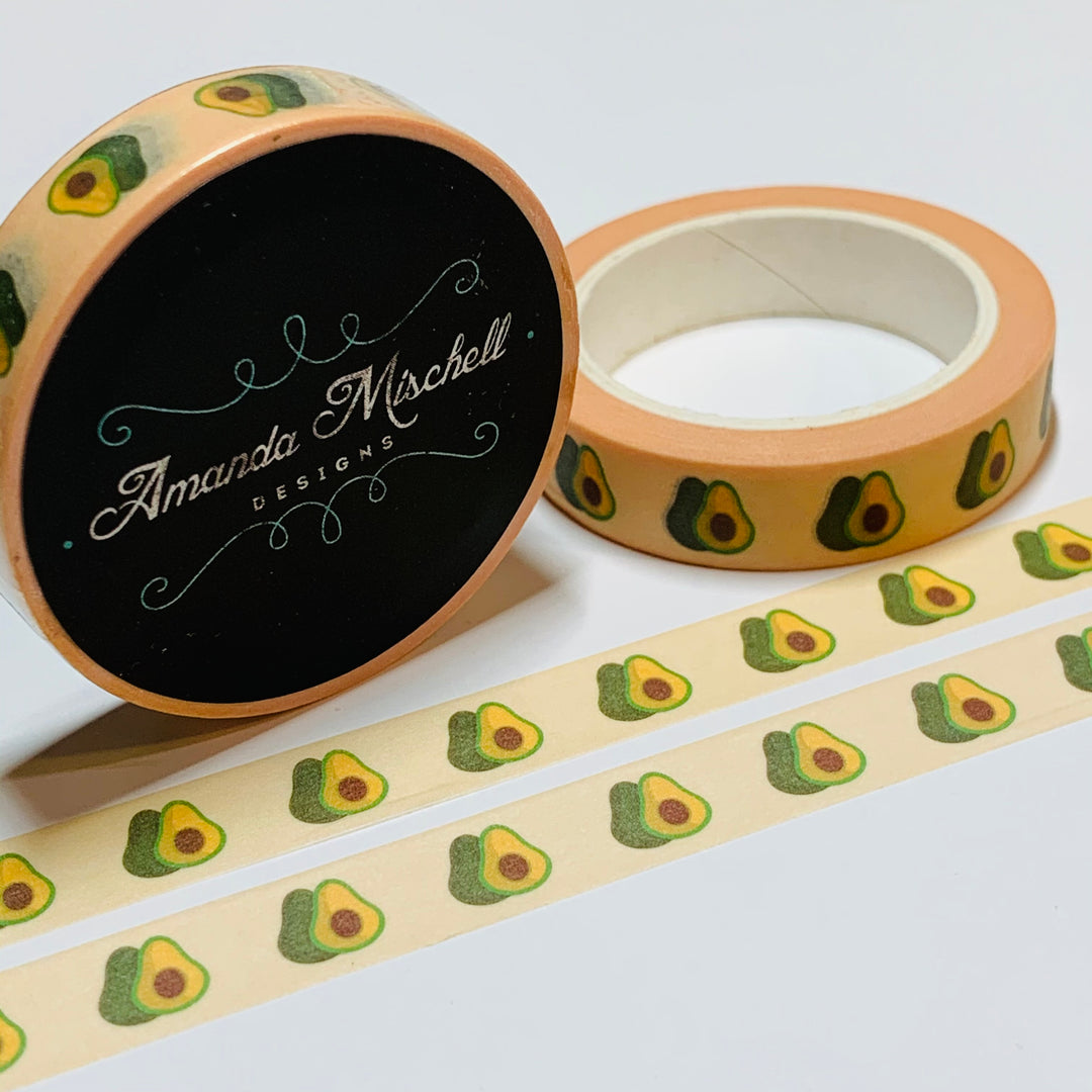 HALVED AVOCADOS THIN Amanda Mischell Washi Tape ~ 1 Roll ~ 10mm x 10m (33 Feet)