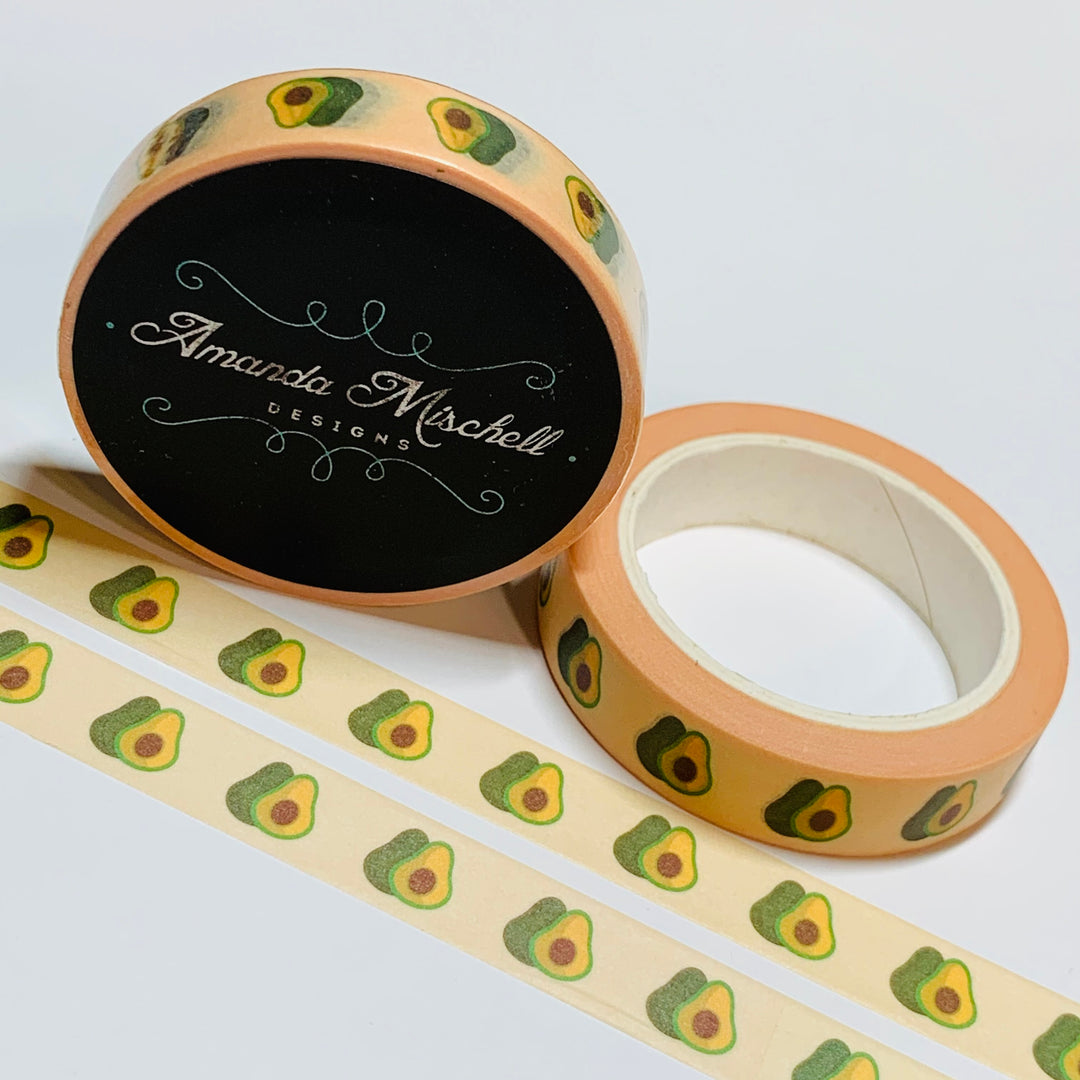 HALVED AVOCADOS THIN Amanda Mischell Washi Tape ~ 1 Roll ~ 10mm x 10m (33 Feet)