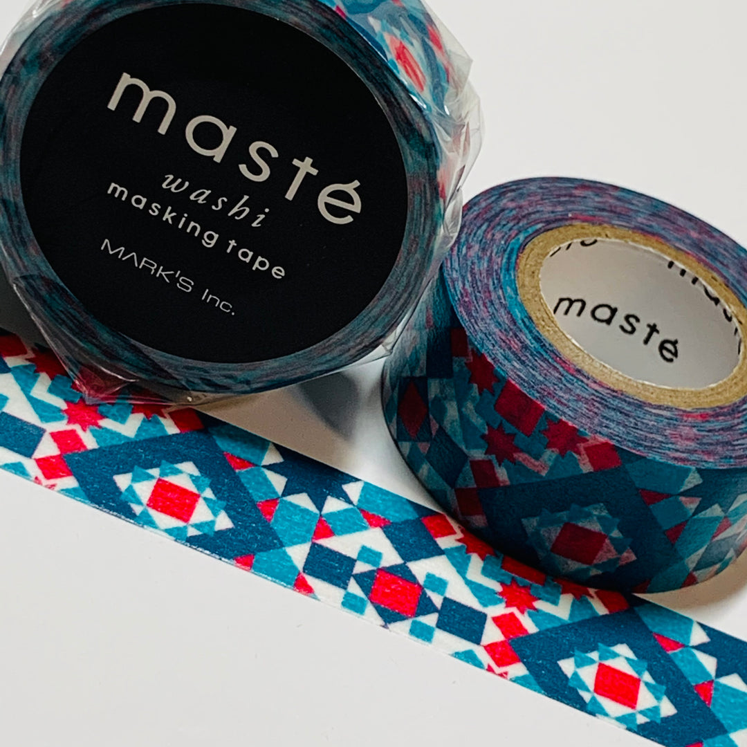 BOHEMIAN QUILT BLOCKS Retired Maste Washi Tape ~ 1 Roll ~ 15mm x 7m (23 Feet)