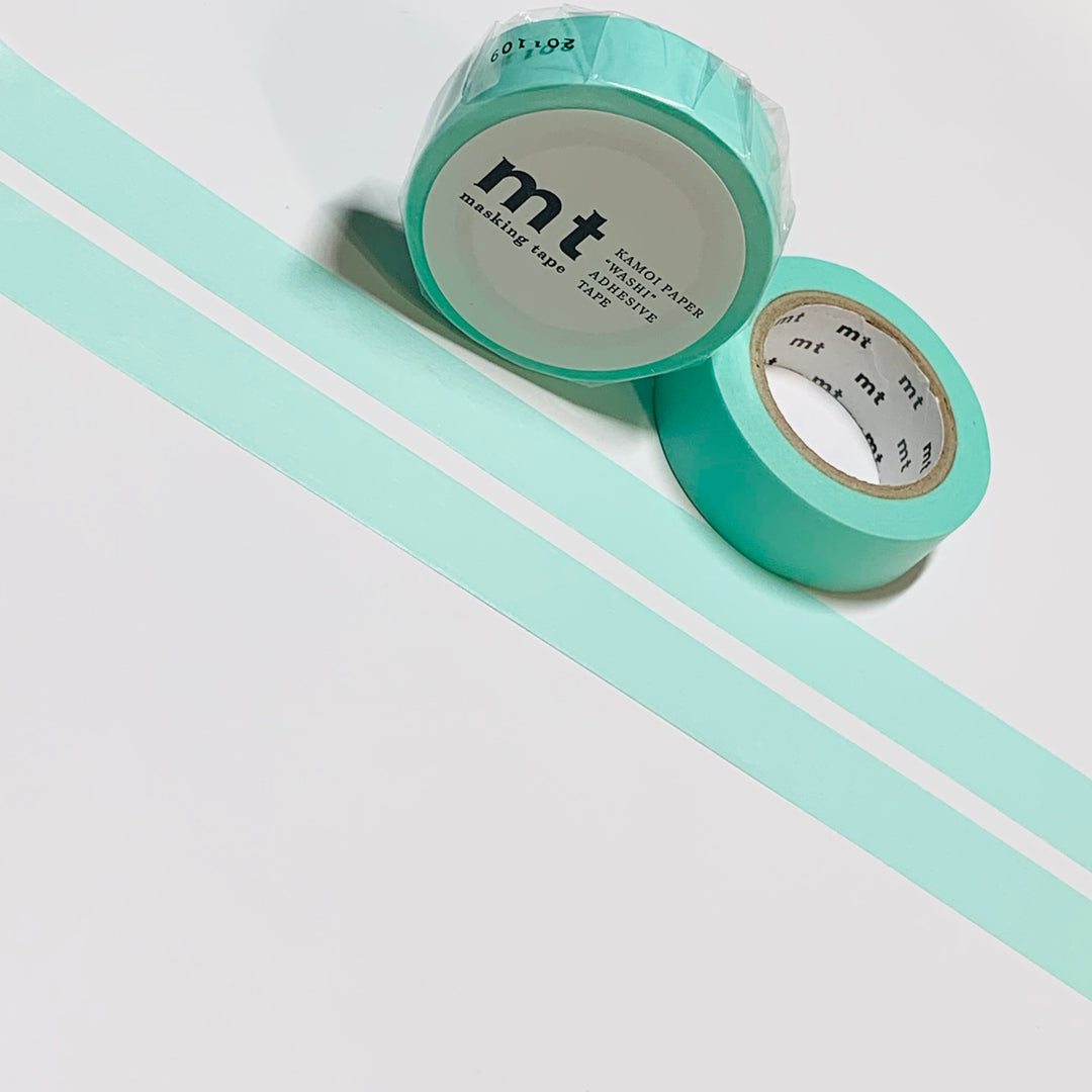 PASTEL EMERALD GREEN (Mint) Solid Matte Mt Washi Tape ~ 1 Roll ~ 15mm x 10m (33 Feet)