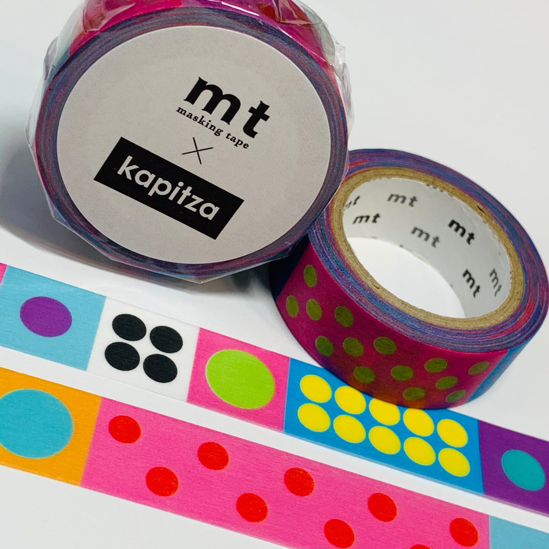 POLKA DOT VIVID Kapitza Mt Washi Tape ~ 1 Roll ~ 15mm x 7m (23 Feet)