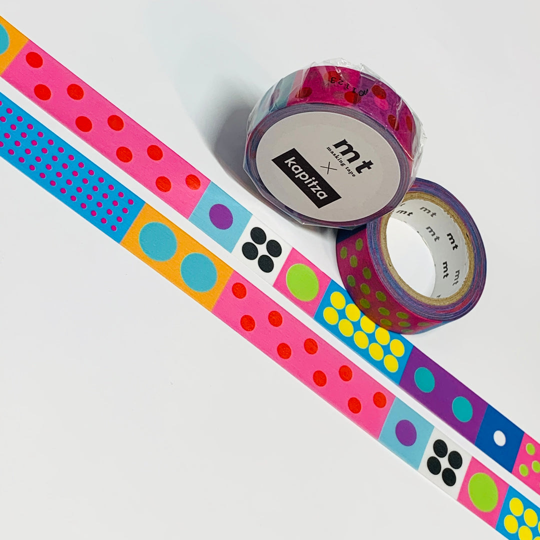 POLKA DOT VIVID Kapitza Mt Washi Tape ~ 1 Roll ~ 15mm x 7m (23 Feet)