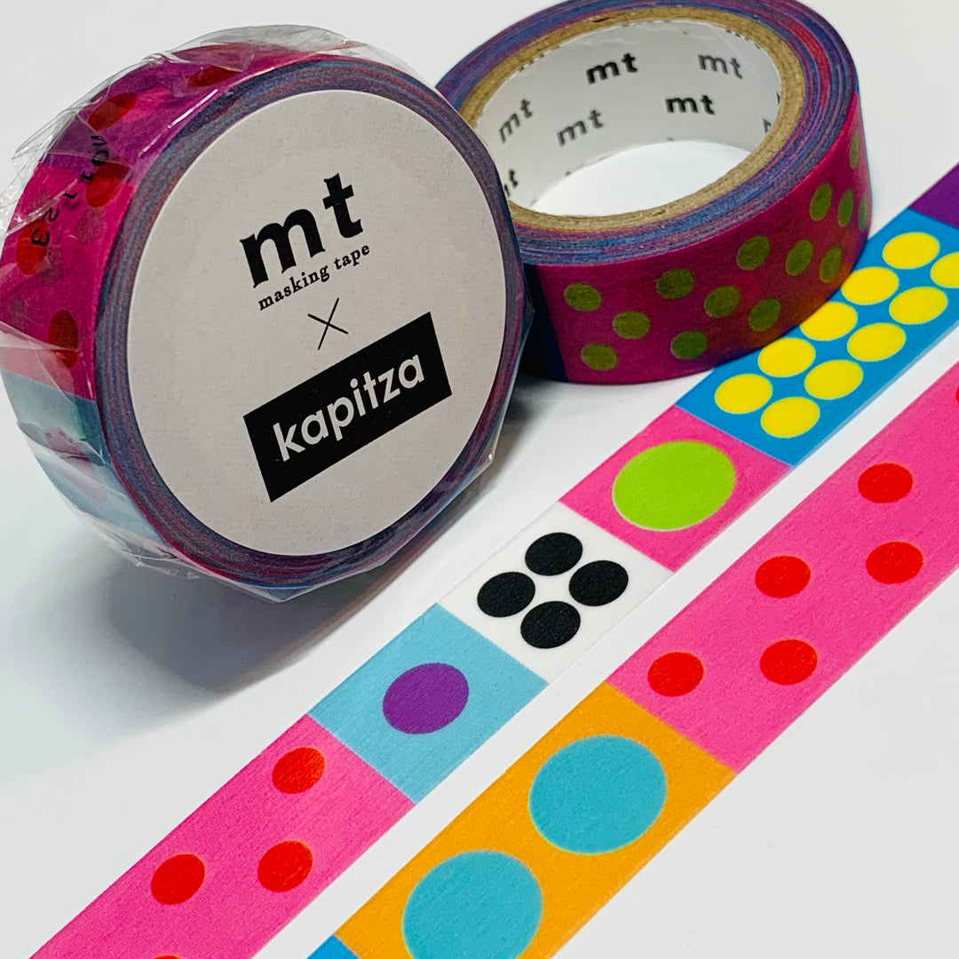 POLKA DOT VIVID Kapitza Mt Washi Tape ~ 1 Roll ~ 15mm x 7m (23 Feet)