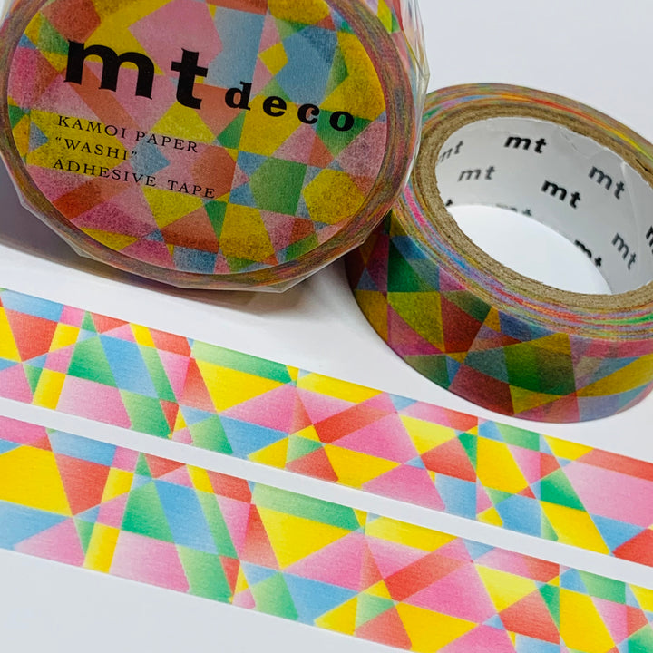 VIVID POLYGON GRADATION Mt Washi Tape ~ 1 Roll ~ 15mm x 7m (23 Feet)