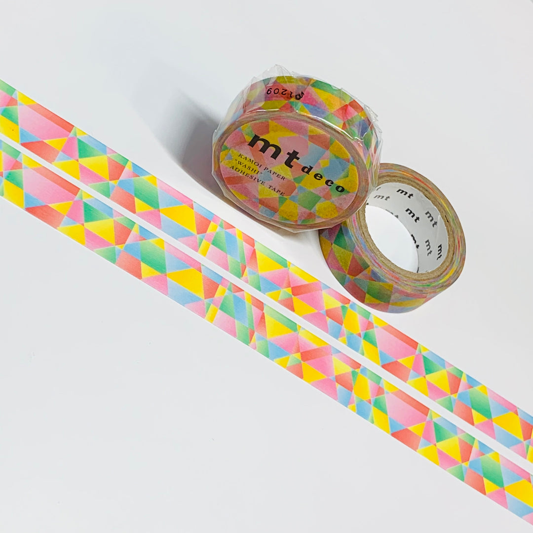 VIVID POLYGON GRADATION Mt Washi Tape ~ 1 Roll ~ 15mm x 7m (23 Feet)