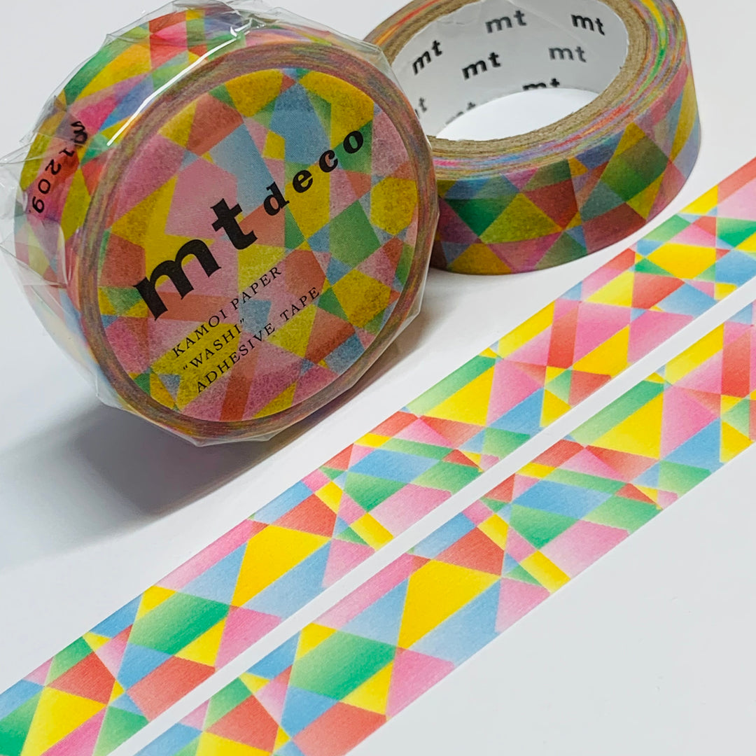 VIVID POLYGON GRADATION Mt Washi Tape ~ 1 Roll ~ 15mm x 7m (23 Feet)