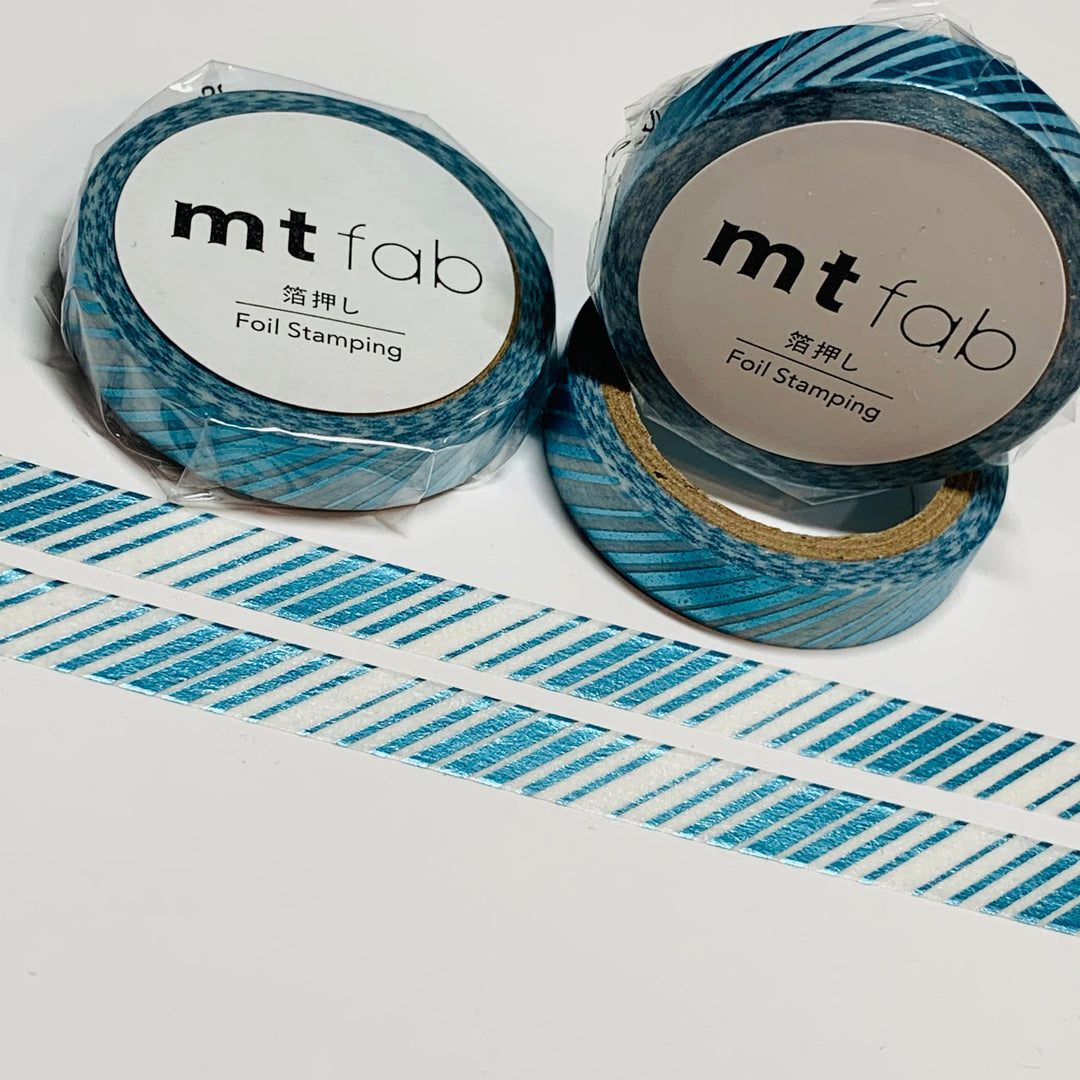 BLUE DIAGONAL Stripes HOT Foil Stamping Thin Metallic MT Washi Tape 1 Roll