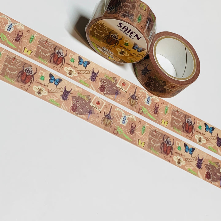 INSECTS & BUGS MEMORYKEEPING Antique Patina Saien Masking Washi Tape ~ 1 Roll ~ 20mm x 7m (23 Feet)