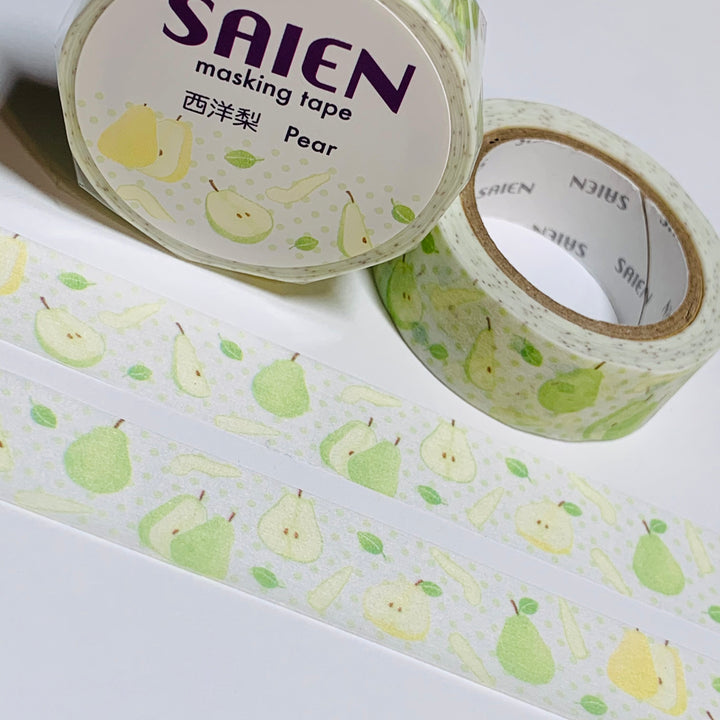 FRESH COUNTRY PEARS Saien Masking Washi Tape ~ 1 Roll ~ 15mm x 10m (33 Feet)