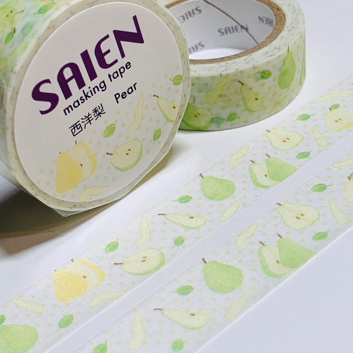 FRESH COUNTRY PEARS Saien Masking Washi Tape ~ 1 Roll ~ 15mm x 10m (33 Feet)