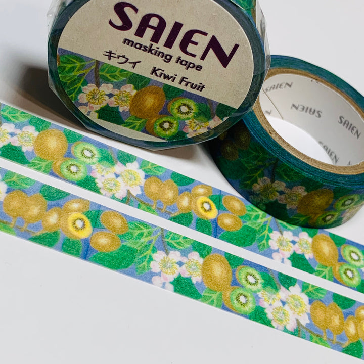 KIWI FRUIT TREES Saien Masking Washi Tape ~ 1 Roll ~ 15mm x 10m (33 Feet)