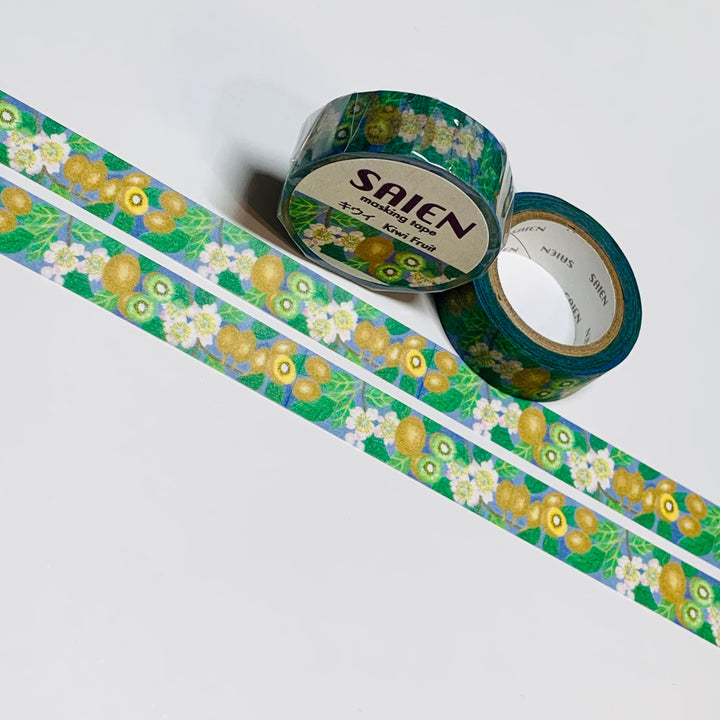 KIWI FRUIT TREES Saien Masking Washi Tape ~ 1 Roll ~ 15mm x 10m (33 Feet)