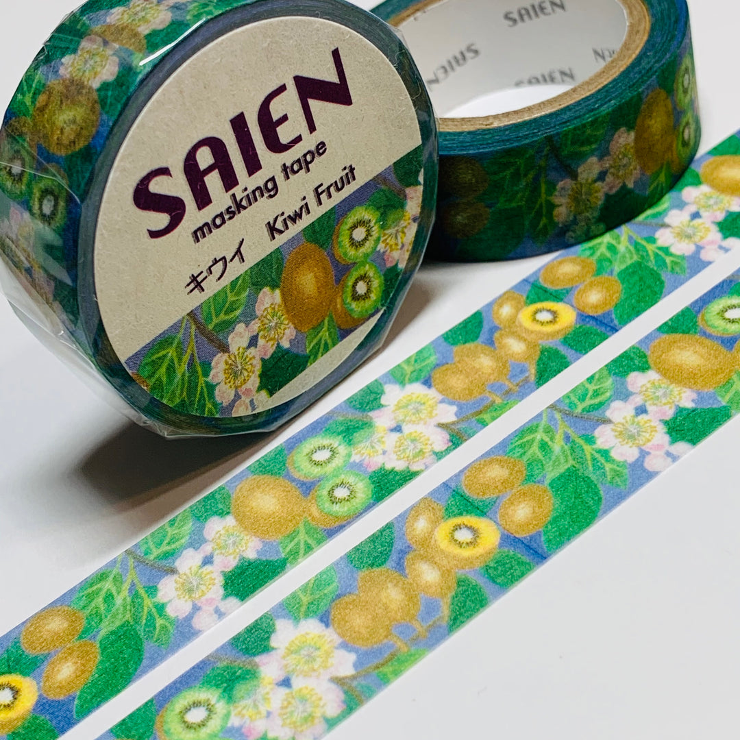 KIWI FRUIT TREES Saien Masking Washi Tape ~ 1 Roll ~ 15mm x 10m (33 Feet)