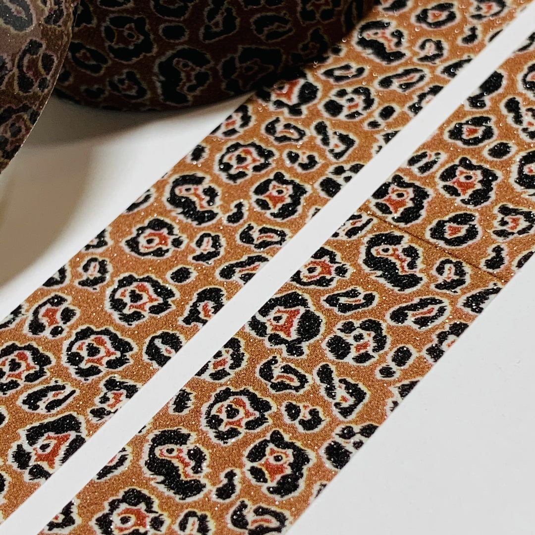 LEOPARD BROWN & BLACK Shimmer Glitter Washi Tape ~ 1 Roll ~ 15mm x 10m (33 Feet)