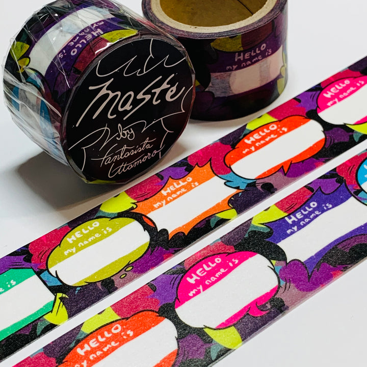 HELLO MY NAME Bright Manga Bubbles By Fantasista Utamaro Maste Washi Tape ~ 1 Roll ~ 27mm x 5m (16 Feet)