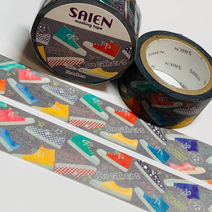 HAPPY SNEAKERS VARIETIES Saien Masking Washi Tape ~ 1 Roll ~ 20mm x 7m (23 Feet)