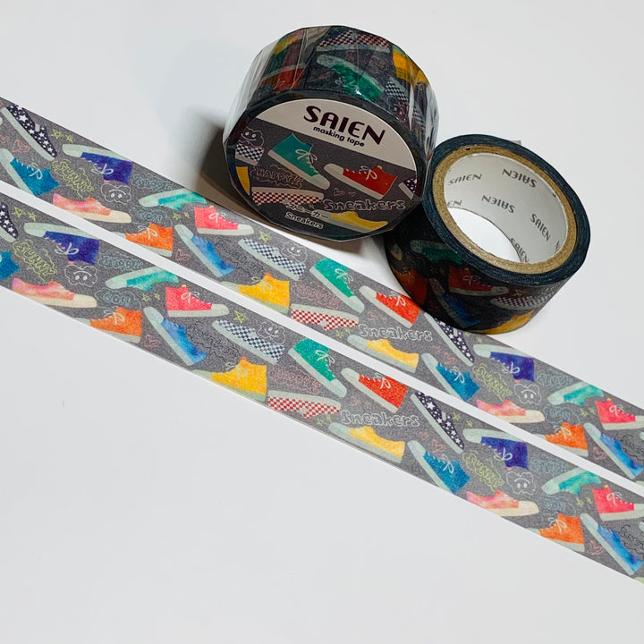 HAPPY SNEAKERS VARIETIES Saien Masking Washi Tape ~ 1 Roll ~ 20mm x 7m (23 Feet)