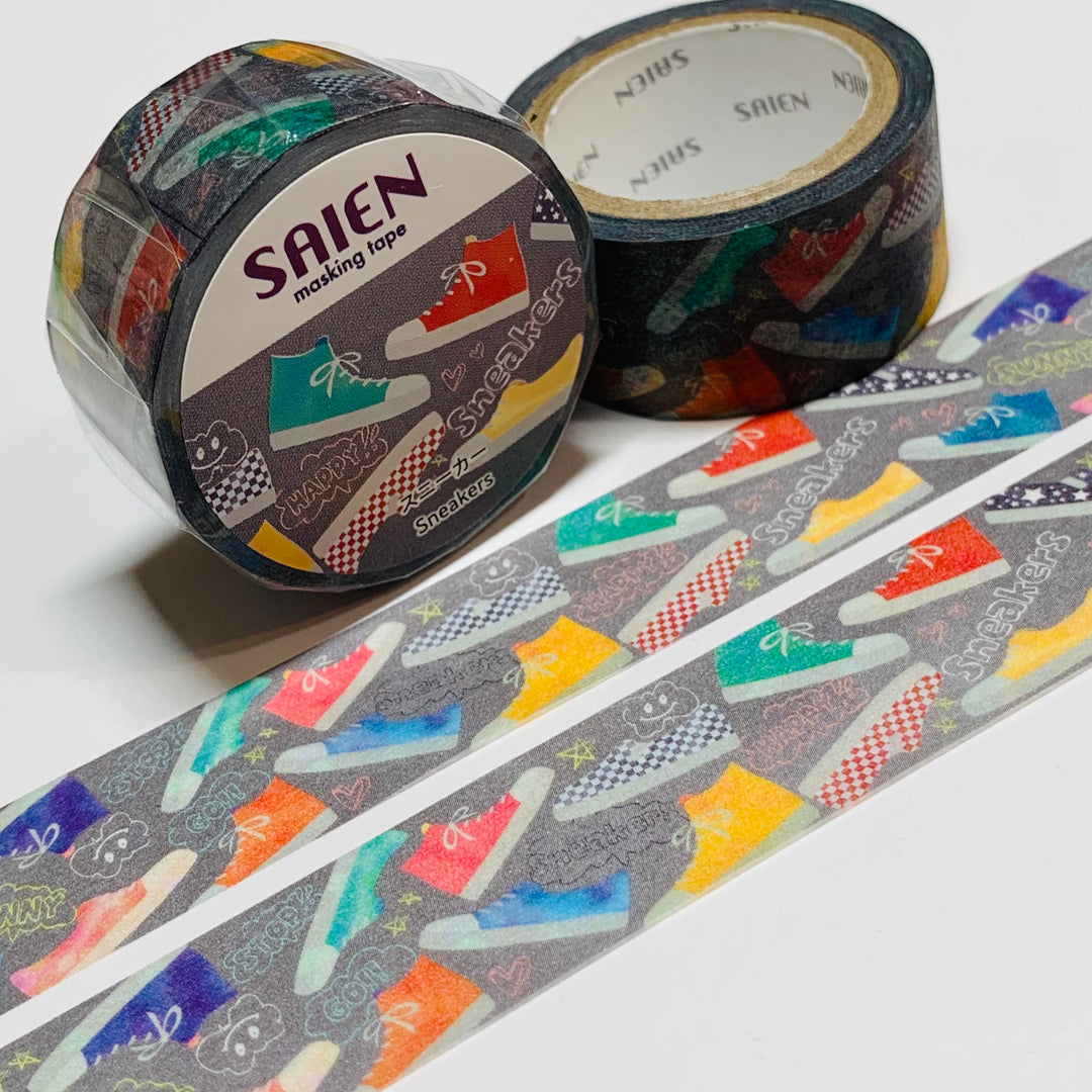 HAPPY SNEAKERS VARIETIES Saien Masking Washi Tape ~ 1 Roll ~ 20mm x 7m (23 Feet)