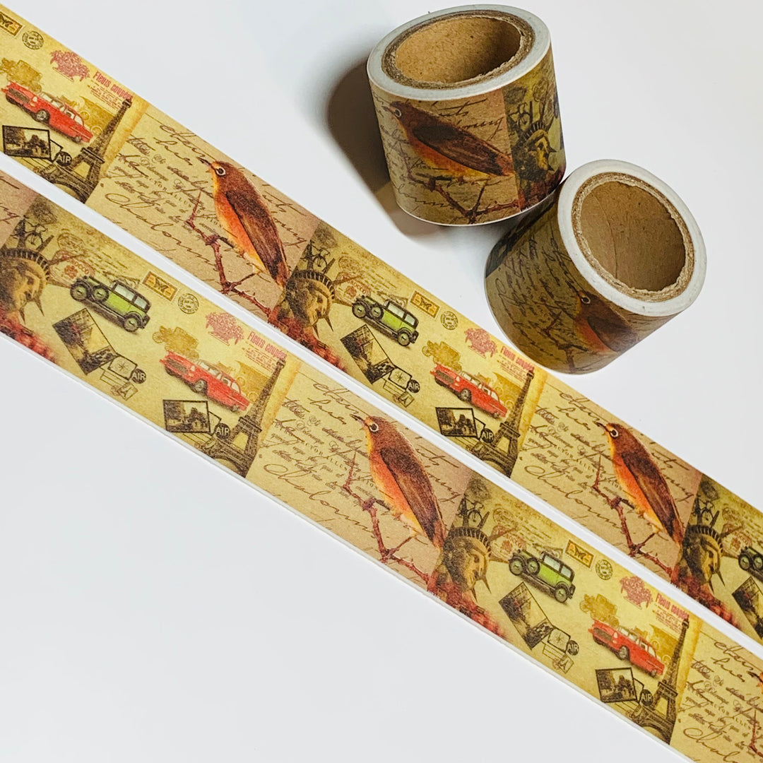 TRAVELING The UNITED STATES Vintage Washi Tape ~ 1 Roll ~ 30mm x 5m (16 Feet)