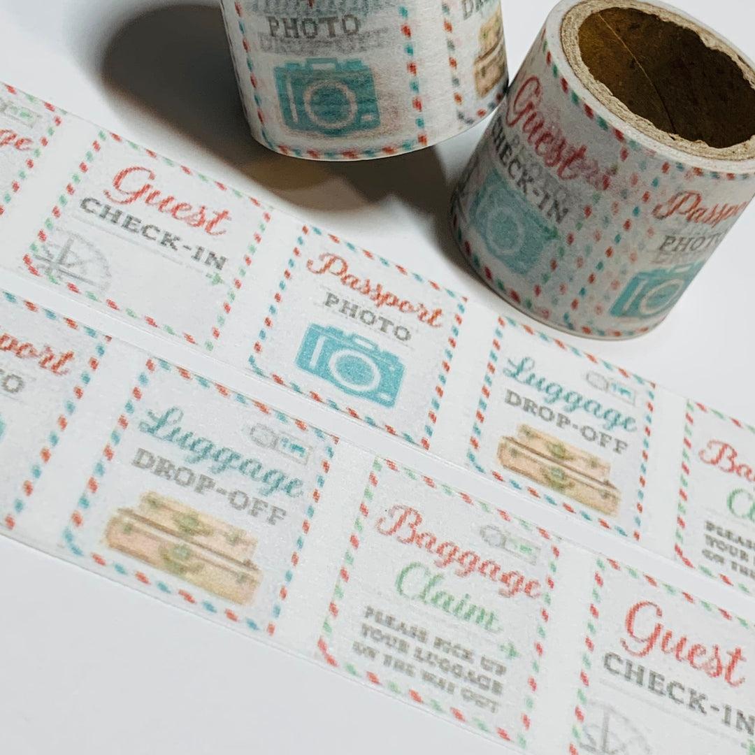 TRAVEL And VACATION EPHEMERA Washi Tape ~ 1 Roll ~ 30mm x 5m (16 Feet)