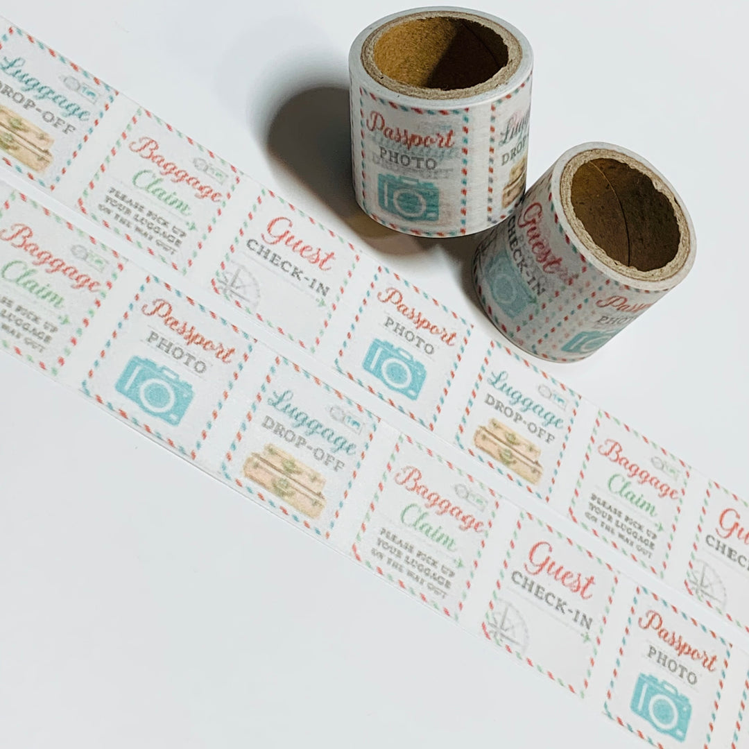 TRAVEL And VACATION EPHEMERA Washi Tape ~ 1 Roll ~ 30mm x 5m (16 Feet)