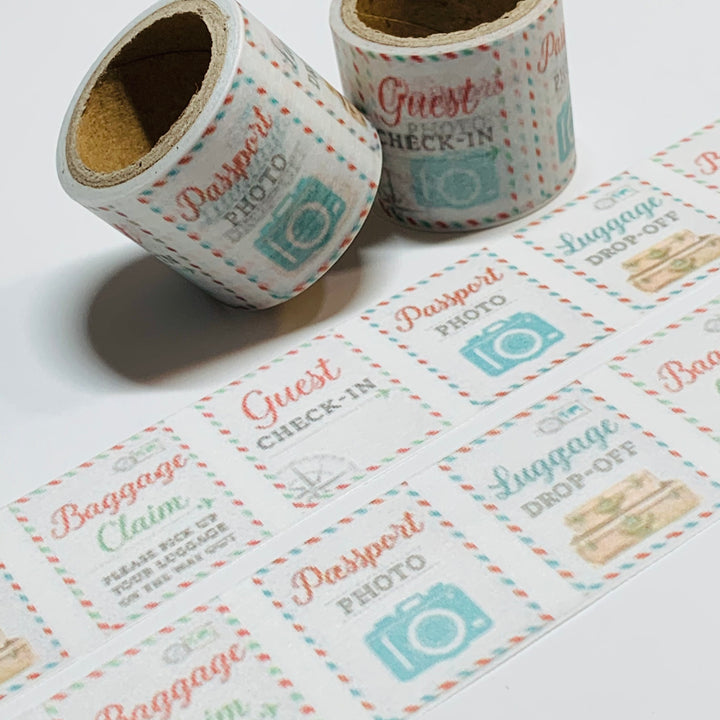 TRAVEL And VACATION EPHEMERA Washi Tape ~ 1 Roll ~ 30mm x 5m (16 Feet)