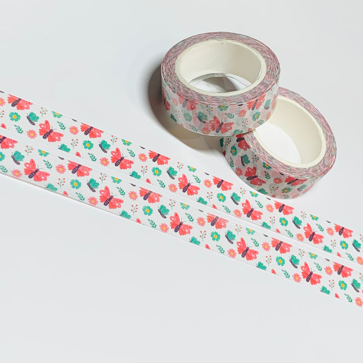 SWEET PINK BUTTERFLIES Washi Tape - 1 Roll - 15mm x 10m (33 Feet)