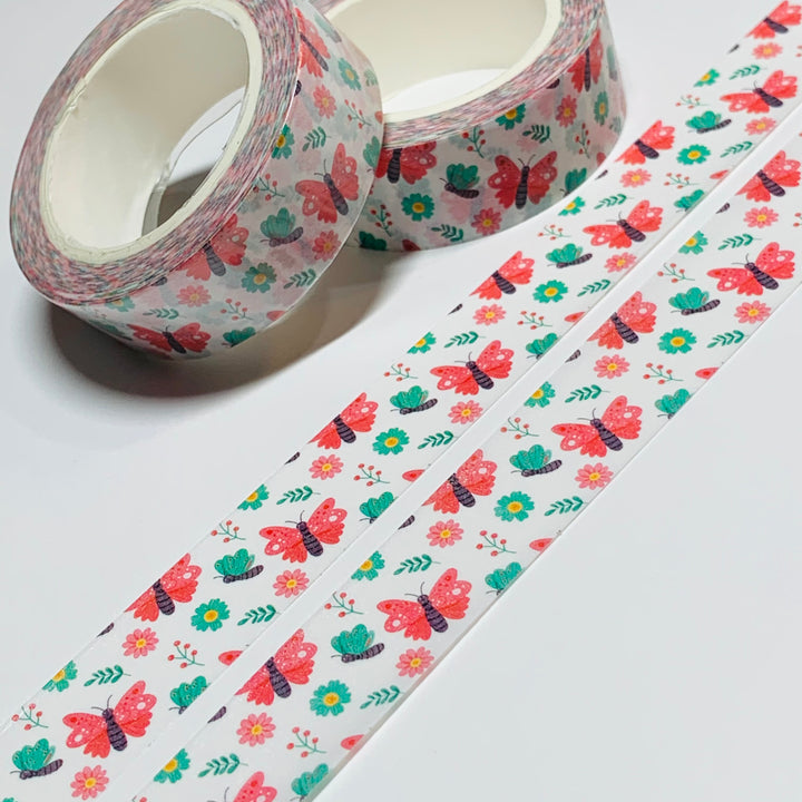 SWEET PINK BUTTERFLIES Washi Tape - 1 Roll - 15mm x 10m (33 Feet)