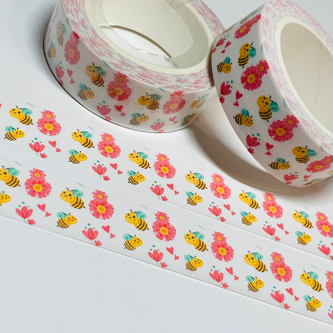 CHUBBY LITTLE BUMBLE Bees Washi Tape - 1 Roll - 15mm x 10m (33 Feet)