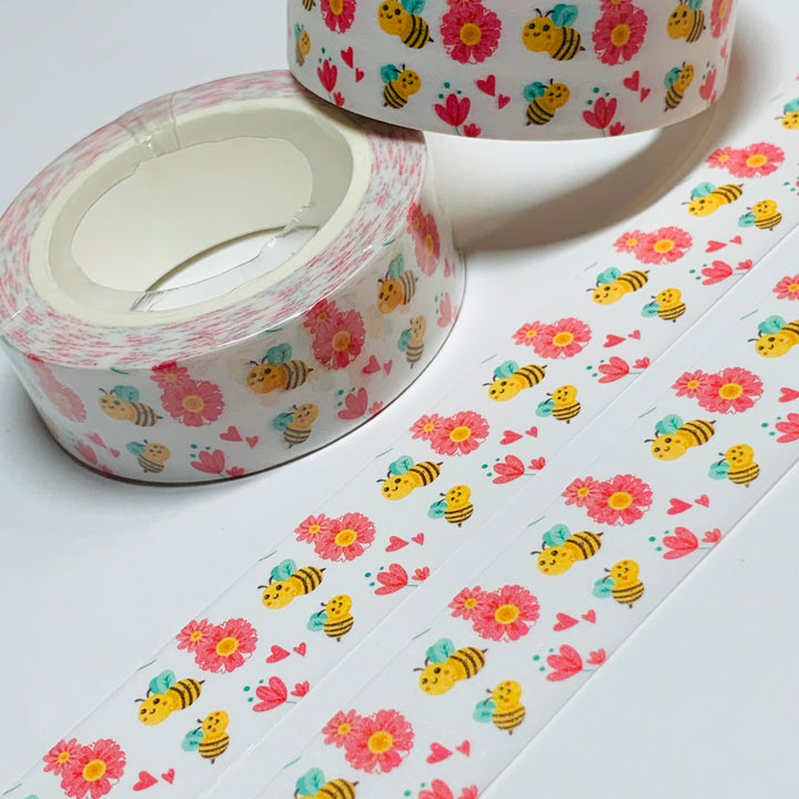 CHUBBY LITTLE BUMBLE Bees Washi Tape - 1 Roll - 15mm x 10m (33 Feet)