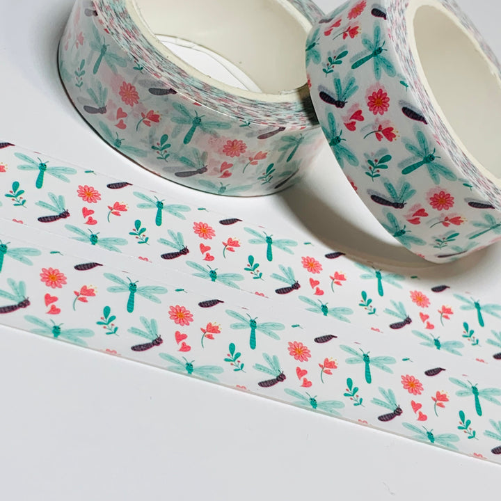 FLOATING SPRING DRAGONFLIES Washi Tape - 1 Roll - 15mm x 10m (33 Feet)