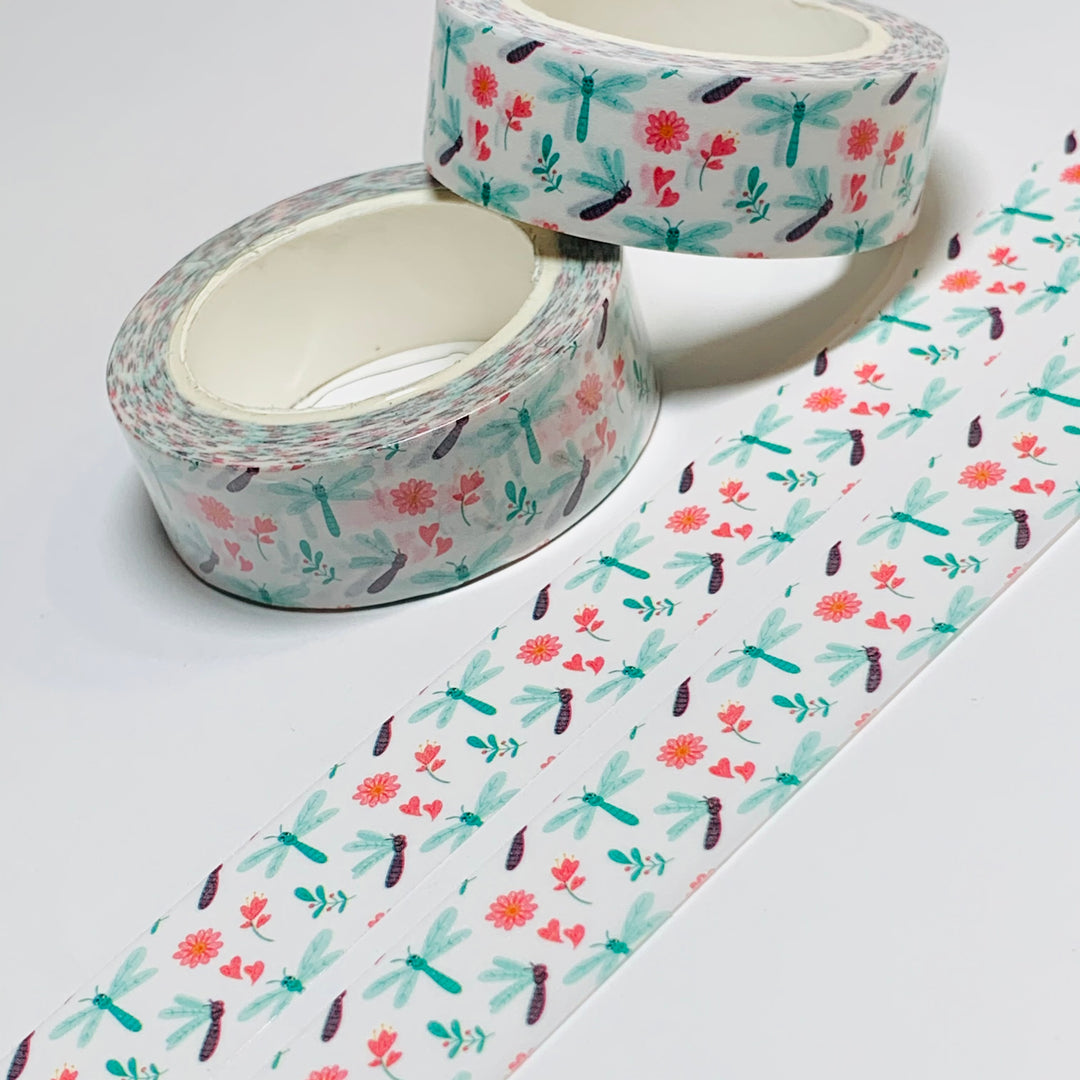 FLOATING SPRING DRAGONFLIES Washi Tape - 1 Roll - 15mm x 10m (33 Feet)