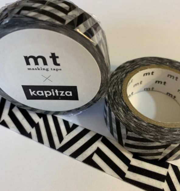 KAPITZA BLACK And WHITE Lines Mt ~ 1 Roll ~ 15mm x 10m (33 Feet)