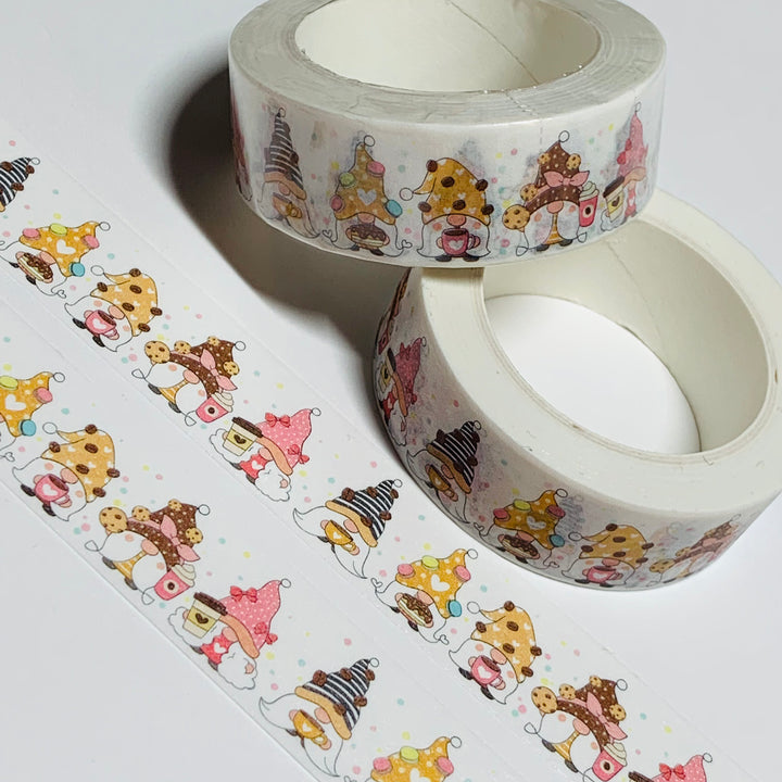 GNOMES MUNCHING On COOKIES & Coffee Washi Tape ~ 1 Roll ~ 15mm x 10m (33 Feet)