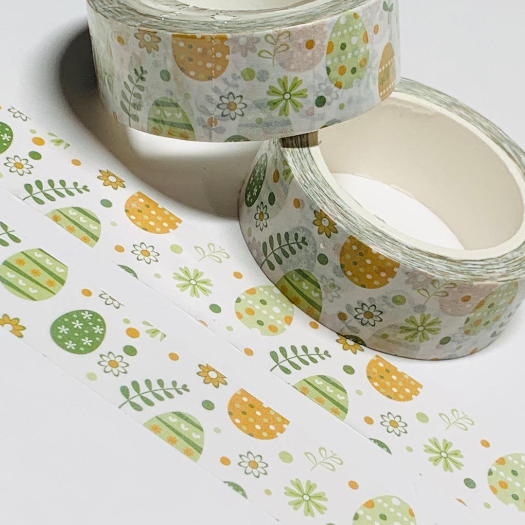 LUCKY GREEN EASTER EGGS Washi Tape - 1 Roll - 15mm x 10m (33 Feet)