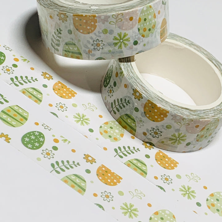 LUCKY GREEN EASTER EGGS Washi Tape - 1 Roll - 15mm x 10m (33 Feet)