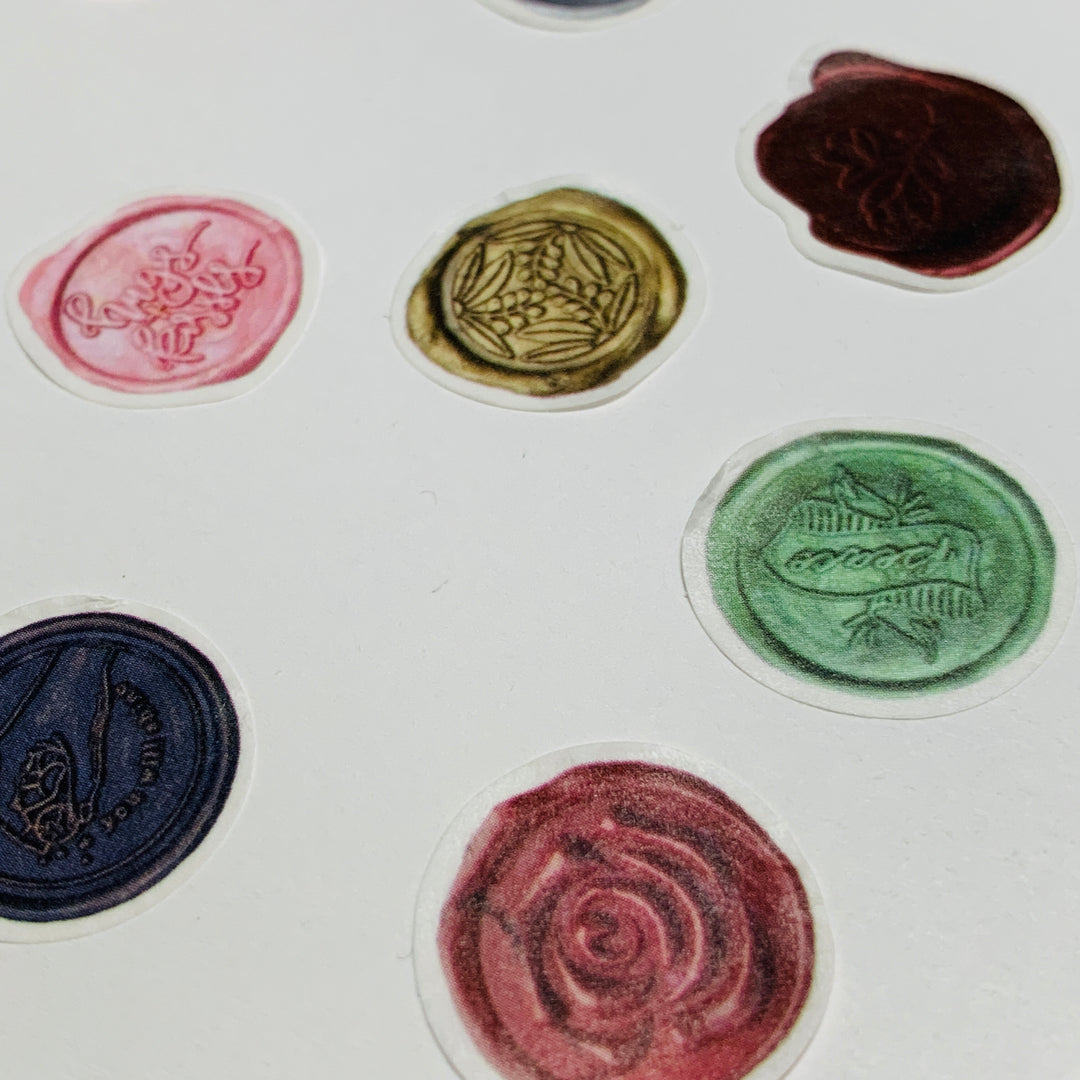 WAX SEAL DESIGNED Labels/Stickers in Washi Tape Roll Form ~ 100 Stickers ~ 20mm Each