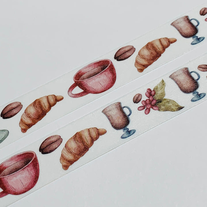 ESPRESSO MACARONS & CROISSANTS Washi Tape ~ 1 Roll ~ 15mm x 10m (33 Feet)