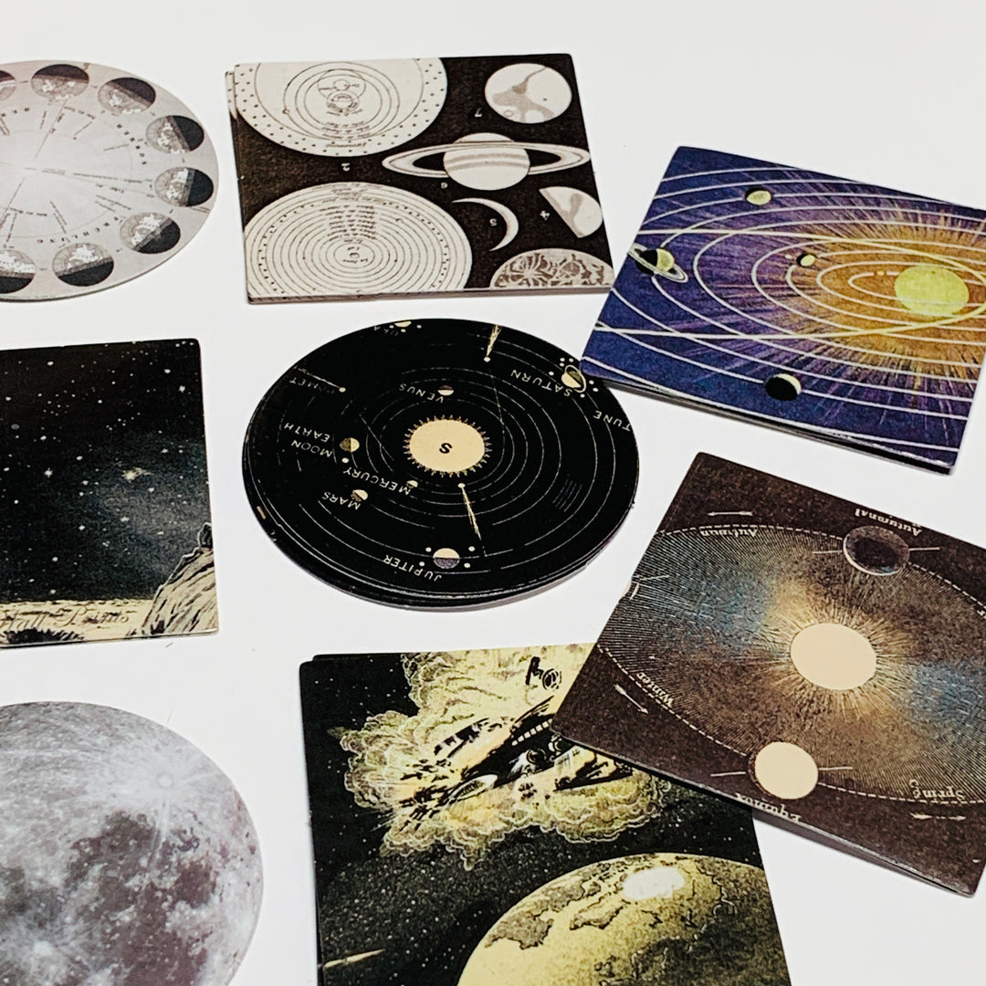 SPACE PLANETS & DIAGRAMS STICKERS Peelable Stickers  ~ 46 Pieces ~ Each Sticker is 44mm