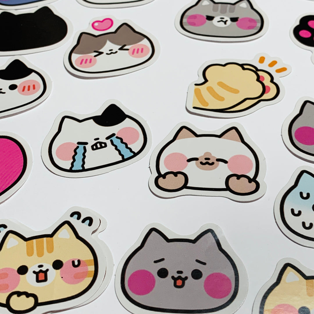 EMOTIONAL OUTSPOKEN KITTY CATS Peelable Stickers ~ 45 Pieces ~ Approximately 40mm