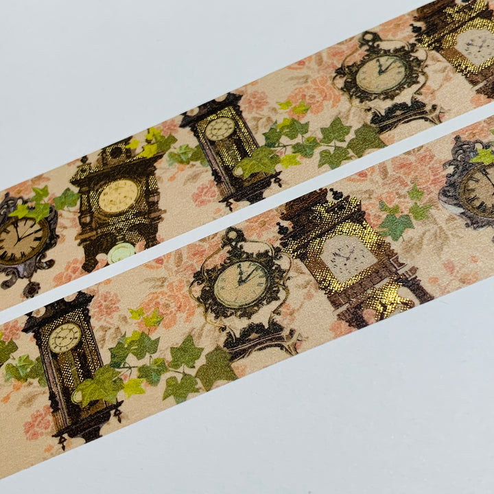 KIMONO MONDE ANTIQUE WALL CLOCK Gold Foil Saien Washi Tape ~ 1 Roll ~ 25mm x 5m (16 Feet)