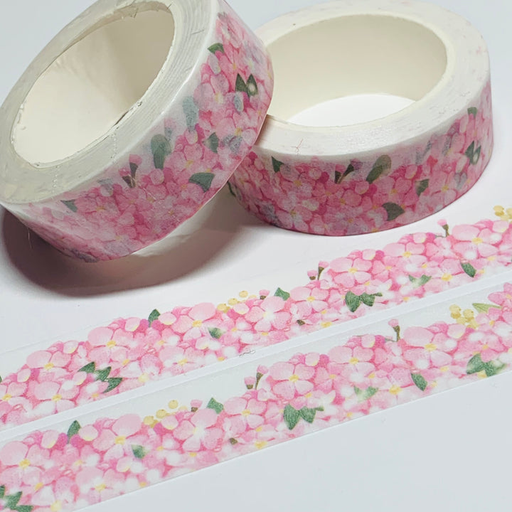 PINK HYDRANGEAS FLORAL Border Washi Tape ~ 1 Roll ~ 15mm x 10m (33 Feet)