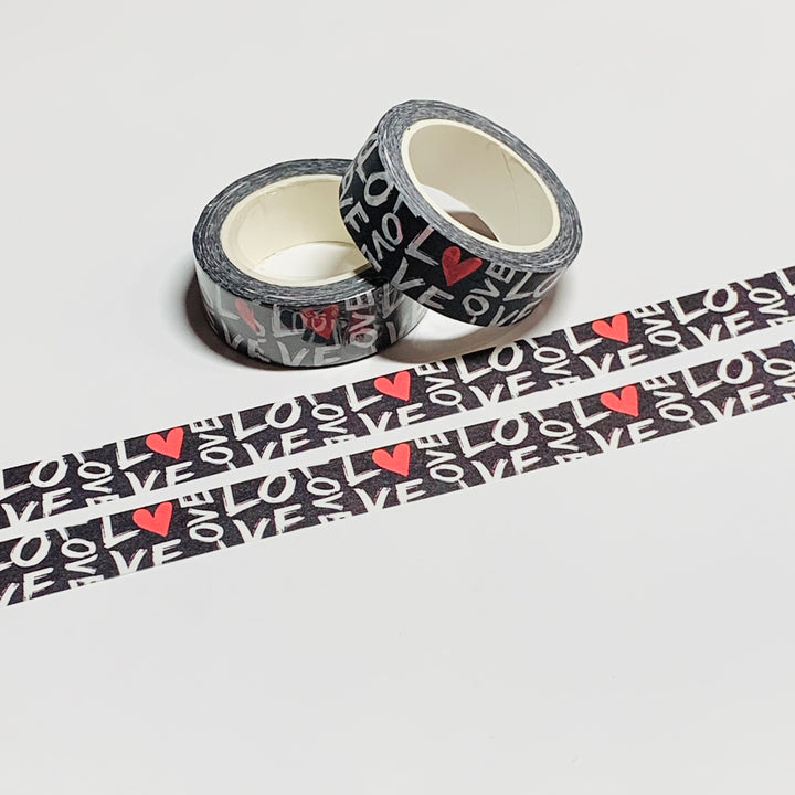 BLACKBOARD LOVE GRAFFITI Washi Tape ~ 1 Roll ~ 15mm x 10m (33 Feet)