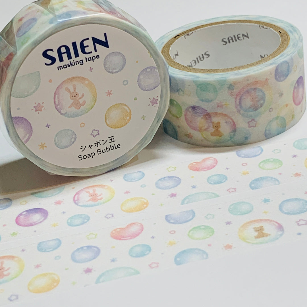 RAINBOW FLOATING SOAP BUBBLES Saien Masking Washi Tape ~ 1 Roll ~ 20mm x 7m (23 Feet)