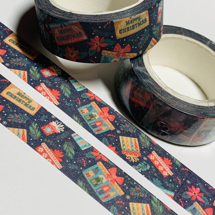 WRAPPED UP In CHRISTMAS PAPER & EVERGREEN Washi Tape ~ 1 Roll ~ 15mm x 10m (33 Feet)