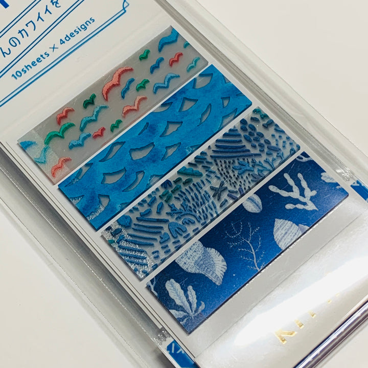 KITTA OCEAN LIFE Transparent Washi Strips by Hitotoki In Matchbook ~ 40 Strips (4 Designs/10 Strips Each) ~ 1/2 x 2 Inches