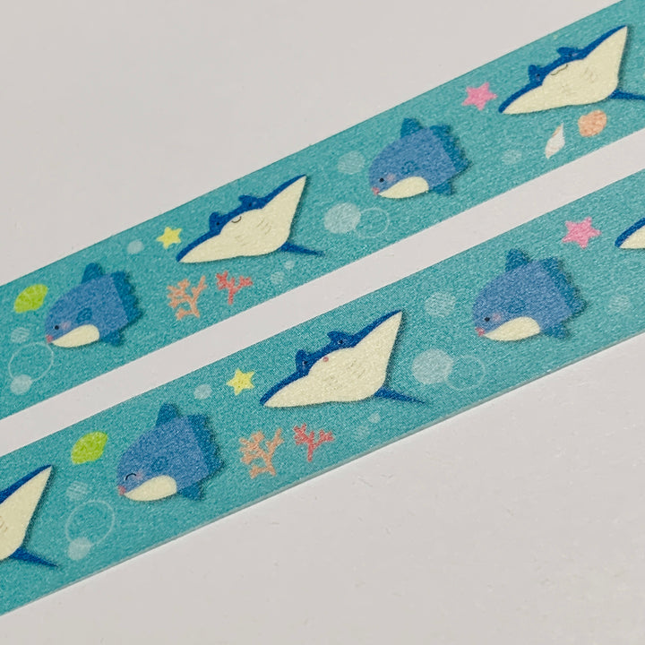 SUNFISH And STINGRAYS Saien Masking Washi Tape ~ 1 Roll ~ 15mm x 10m (33 Feet)