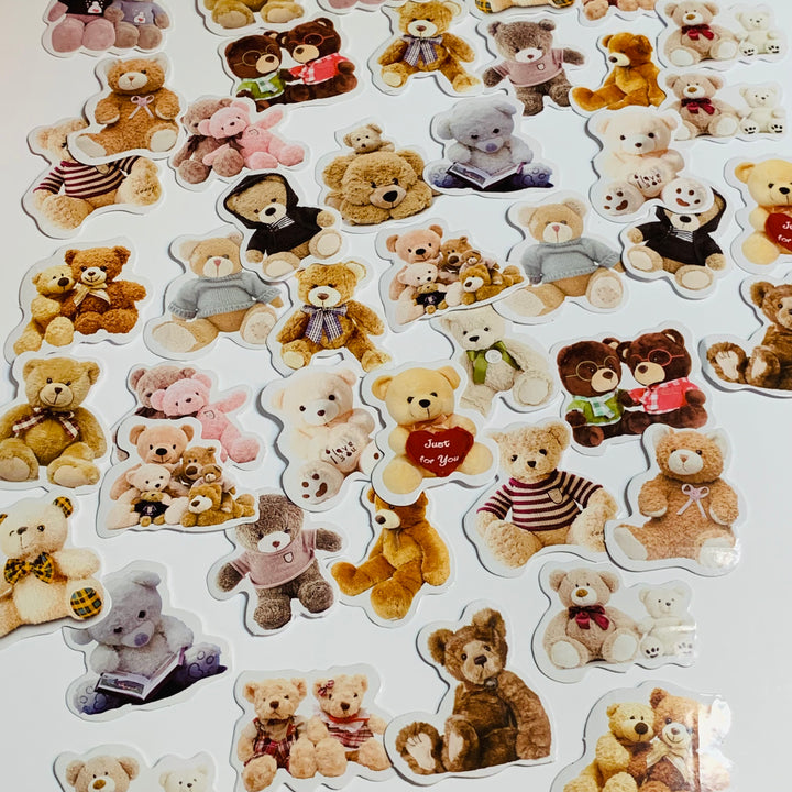 STUFFED TEDDY BEARS Peelable Stickers  ~ 46 Pieces ~ Each Sticker is Approximately 38mm